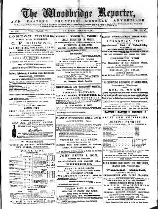 cover page of Woodbridge Reporter published on August 2, 1877
