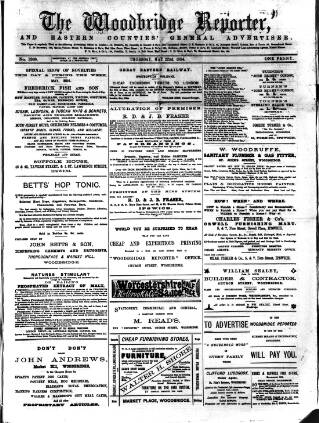 cover page of Woodbridge Reporter published on May 22, 1884
