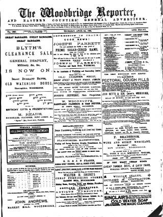 cover page of Woodbridge Reporter published on April 1, 1886
