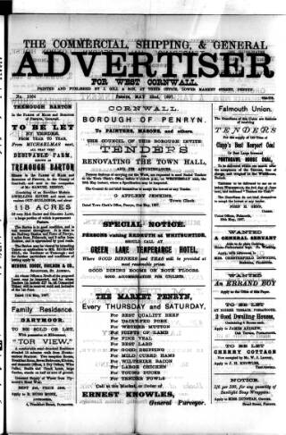 cover page of Commercial, Shipping & General Advertiser for West Cornwall published on May 22, 1897
