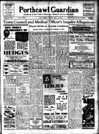 cover page of Porthcawl Guardian published on April 1, 1938