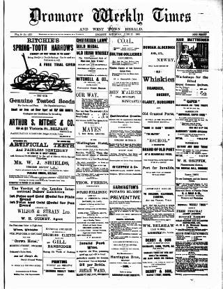 cover page of Dromore Weekly Times and West Down Herald published on June 13, 1908