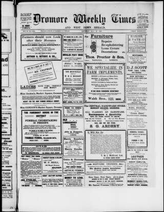 cover page of Dromore Weekly Times and West Down Herald published on May 22, 1920