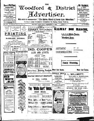 cover page of Woodford and District Advertiser published on November 2, 1907
