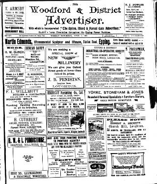 cover page of Woodford and District Advertiser published on April 1, 1911