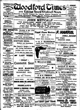 cover page of Woodford Times published on August 2, 1907