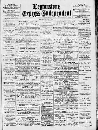 cover page of Leytonstone Express and Independent published on August 2, 1890