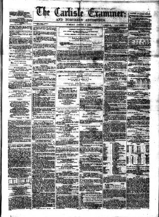 cover page of Carlisle Examiner and North Western Advertiser published on August 2, 1859