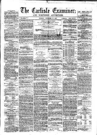 cover page of Carlisle Examiner and North Western Advertiser published on December 13, 1859