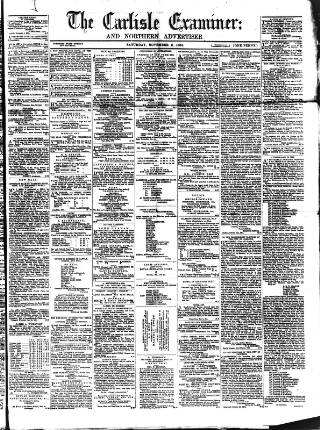 cover page of Carlisle Examiner and North Western Advertiser published on November 2, 1861