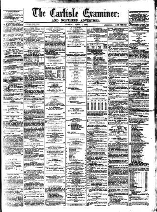 cover page of Carlisle Examiner and North Western Advertiser published on April 1, 1862