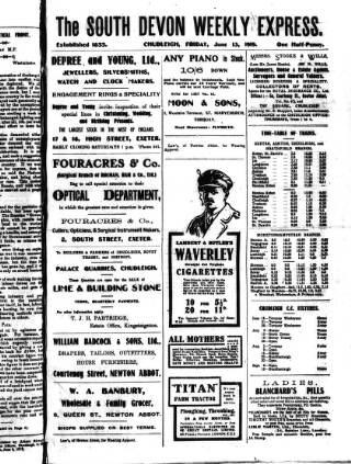 cover page of South Devon Weekly Express published on June 13, 1919
