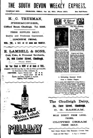 cover page of South Devon Weekly Express published on May 22, 1953