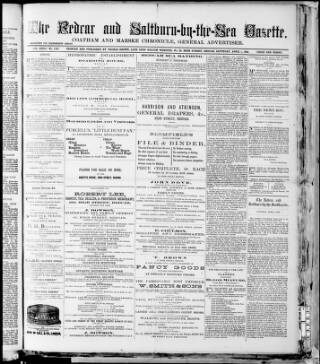 cover page of Redcar and Saltburn-by-the-Sea Gazette published on April 1, 1882