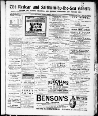 cover page of Redcar and Saltburn-by-the-Sea Gazette published on April 1, 1899