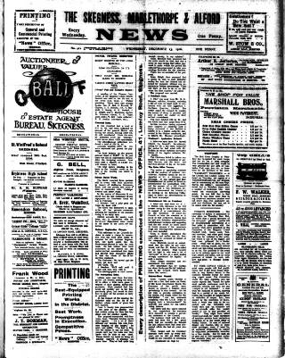 cover page of Skegness News published on December 13, 1916