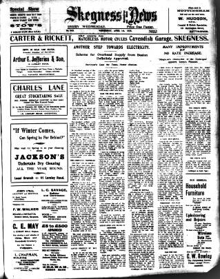 cover page of Skegness News published on April 1, 1925