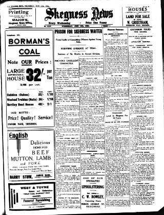 cover page of Skegness News published on June 13, 1934