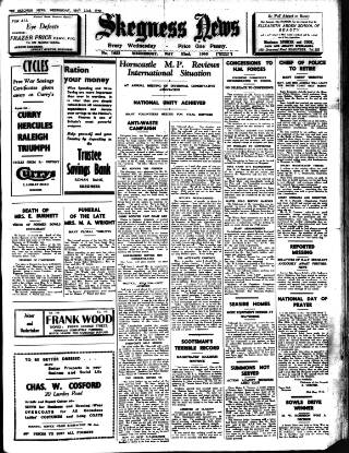 cover page of Skegness News published on May 22, 1940