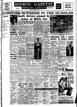 cover page of Football Gazette (South Shields) published on August 2, 1958