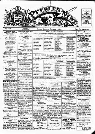 cover page of Peebles News published on November 2, 1907
