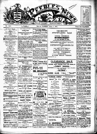 cover page of Peebles News published on April 1, 1911