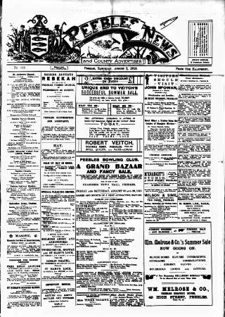 cover page of Peebles News published on August 2, 1913