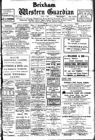 cover page of Brixham Western Guardian published on April 1, 1909