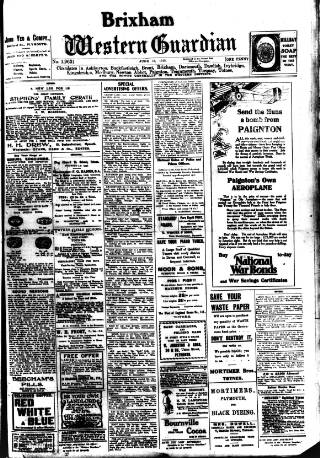 cover page of Brixham Western Guardian published on June 13, 1918
