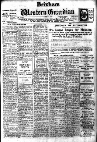cover page of Brixham Western Guardian published on April 1, 1920