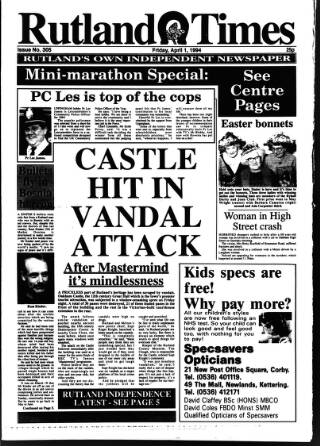 cover page of Rutland Times published on April 1, 1994