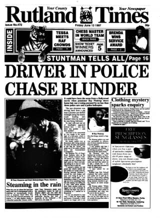 cover page of Rutland Times published on June 13, 1997