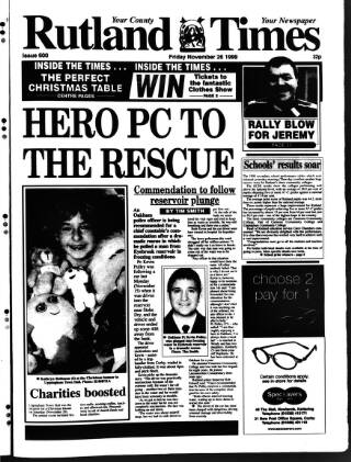 cover page of Rutland Times published on November 26, 1999