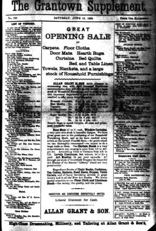 cover page of Grantown Supplement published on June 13, 1896