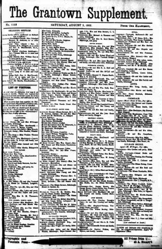 cover page of Grantown Supplement published on August 2, 1902