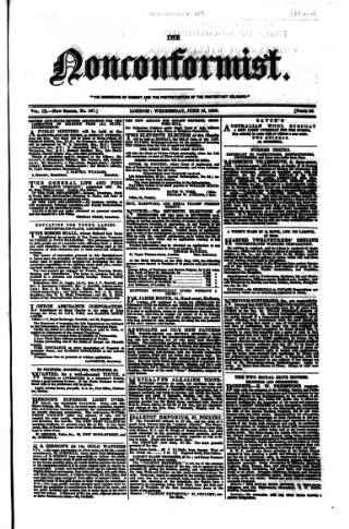 cover page of Nonconformist published on June 13, 1849
