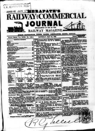 cover page of Herapath's Railway Journal published on May 22, 1869