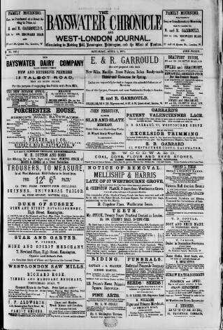 cover page of Bayswater Chronicle published on April 1, 1871