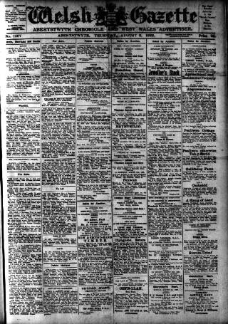 cover page of Welsh Gazette published on August 2, 1923