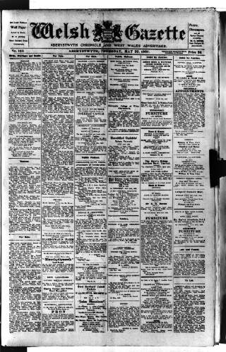 cover page of Welsh Gazette published on May 22, 1930