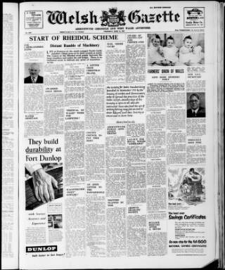 cover page of Welsh Gazette published on June 13, 1957