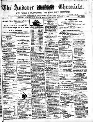 cover page of Andover Chronicle published on August 2, 1872
