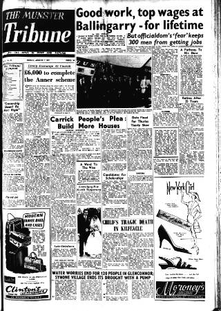 cover page of Munster Tribune published on August 2, 1957
