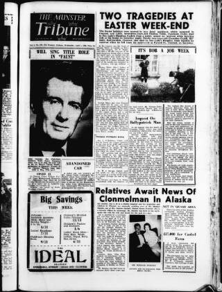 cover page of Munster Tribune published on April 1, 1964