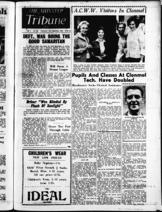 cover page of Munster Tribune published on September 28, 1965