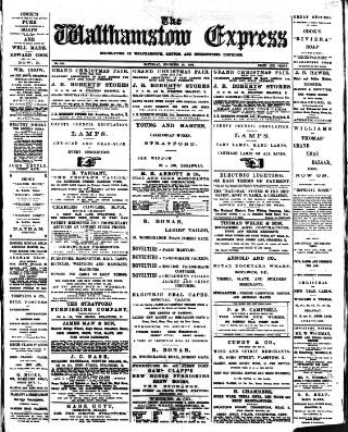 cover page of Walthamstow Express published on November 26, 1898