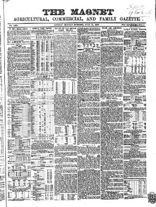 cover page of Magnet (London) published on June 13, 1859