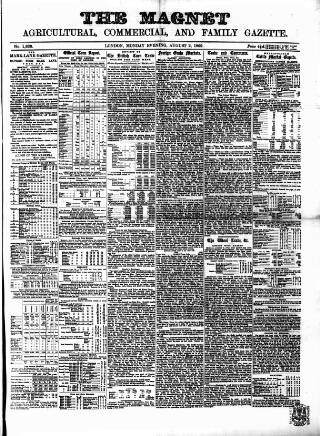 cover page of Magnet (London) published on August 2, 1869