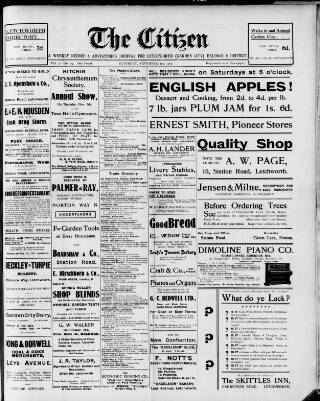 cover page of Citizen (Letchworth) published on November 2, 1907