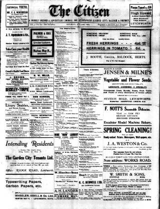 cover page of Citizen (Letchworth) published on May 22, 1909